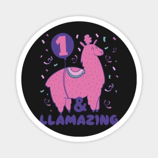 Llamazing 1st Birthday 1 Year Old Llama Girls Kids Gift product Magnet